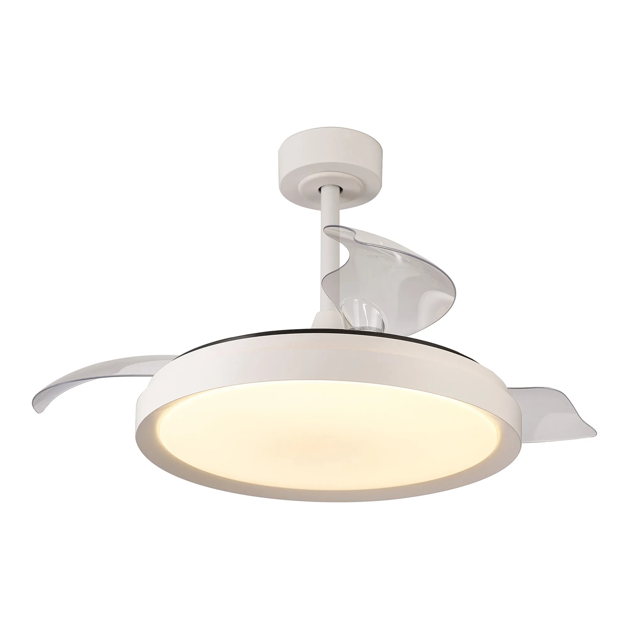 M8826  Mistral 51cm 50W LED Dimmable Ceiling Light With Built-In 28W DC Fan, 3000-6500K Remote Control, White